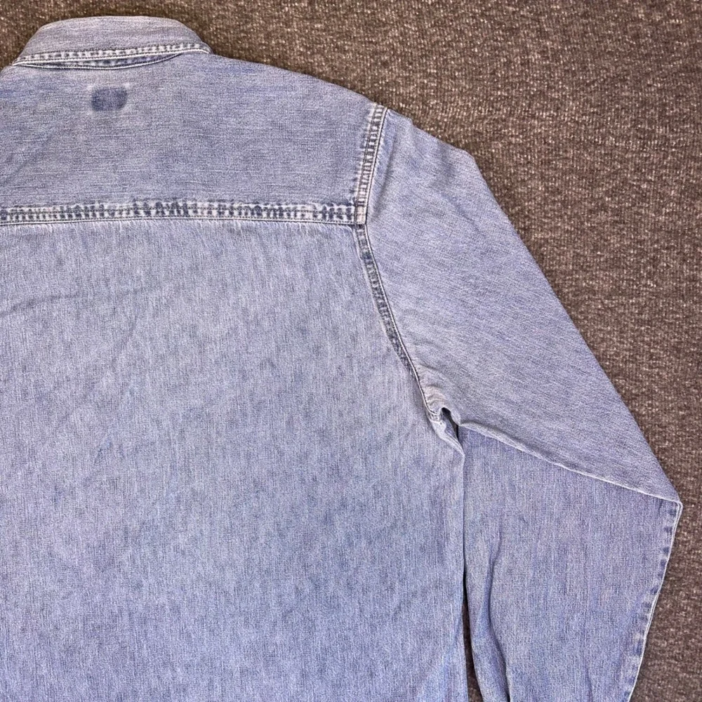 Vintage 90s Lee Denim Shirt Womens M Long Sleeve Button Up Classic Cotton Pocket - Picture 13 of 14